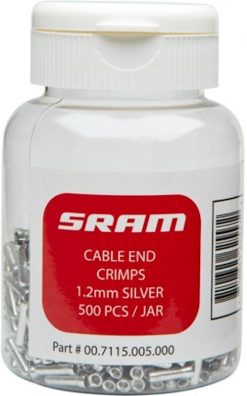 SRAM PitStop Gear Cable End Crimps 1.2mm Silver (Qty 500) - 1.2mm